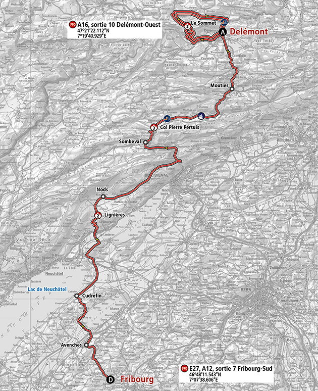Tour of Romandie stage 1 map